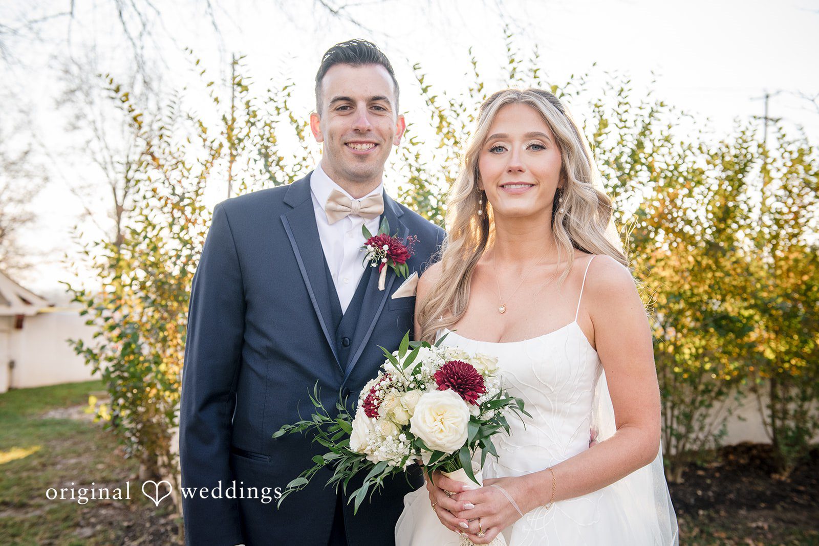 Romantic bride and groom portrait at the venue