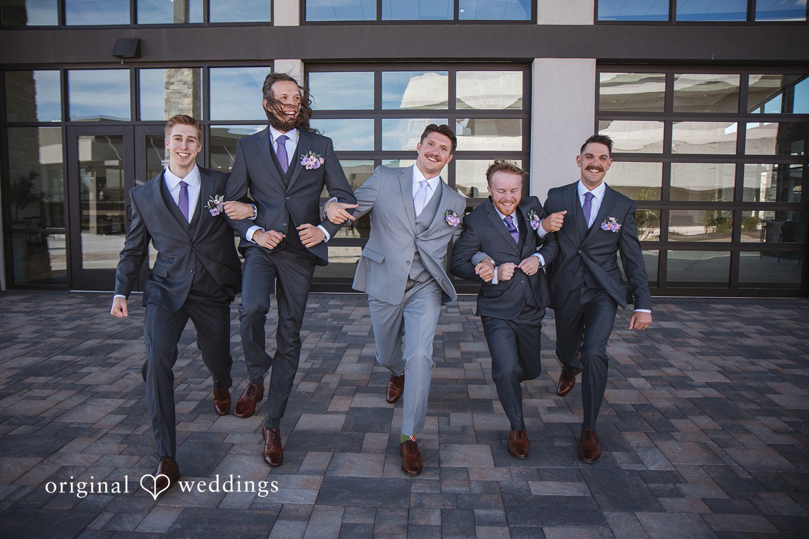 A fun portrait of the groom and the groomsmen