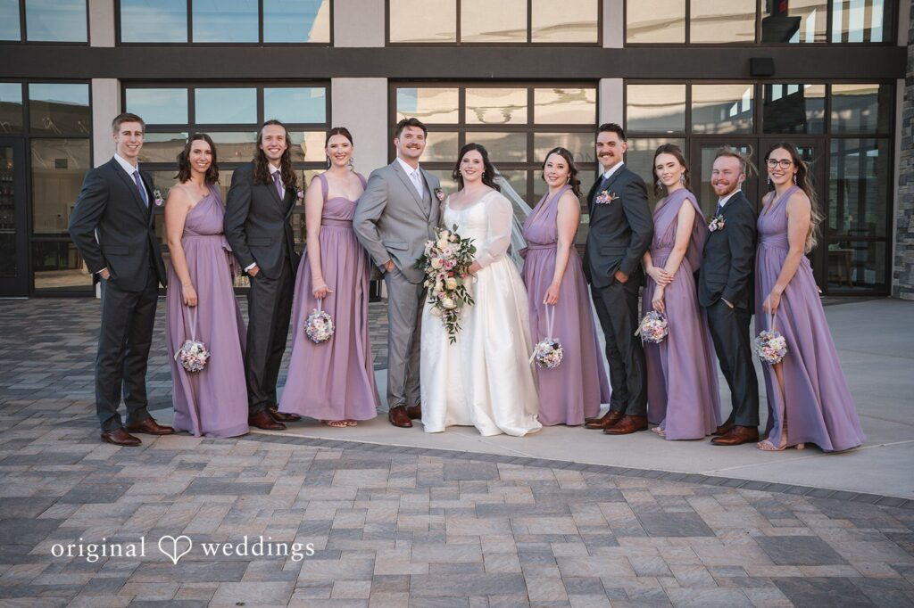A beautiful portrait of the couple and their bridal party at Northwest Community Church