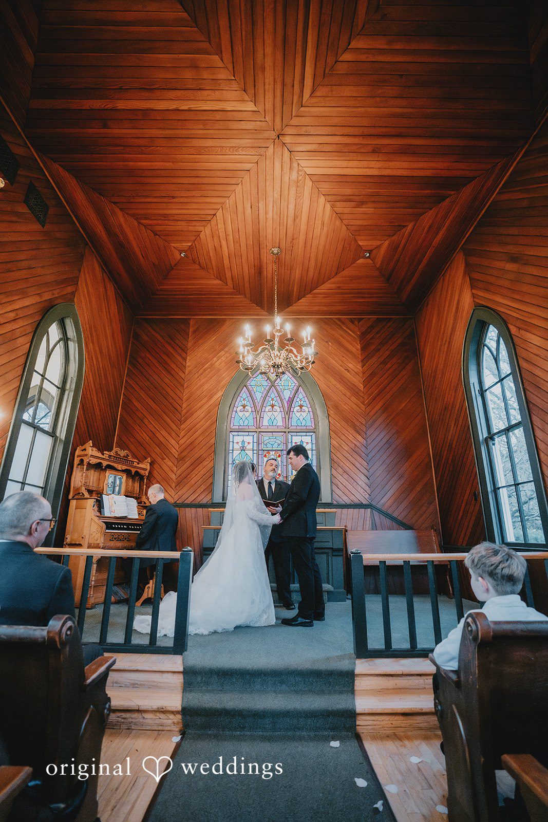 Claire + Richard A portrait from the Oaks Pioneer Church wedding ceremony