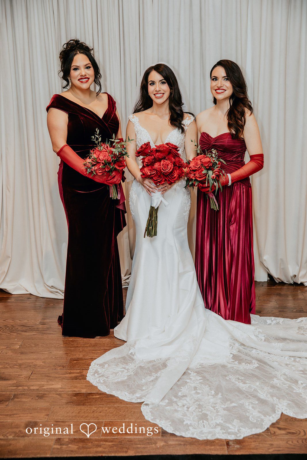 Bride with bridesmaids in a joyful group shot