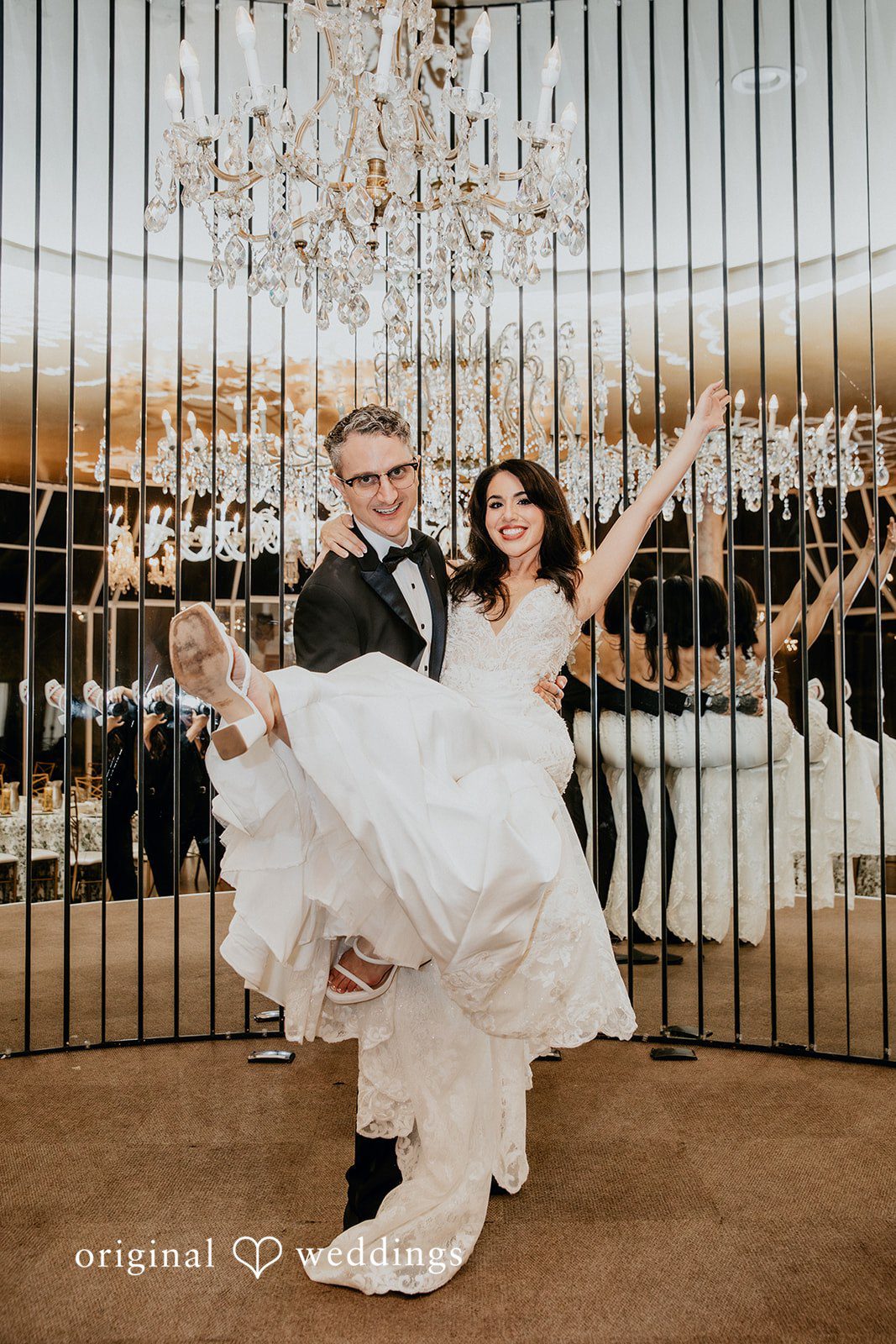 Fun couple portrait session inside the venue
