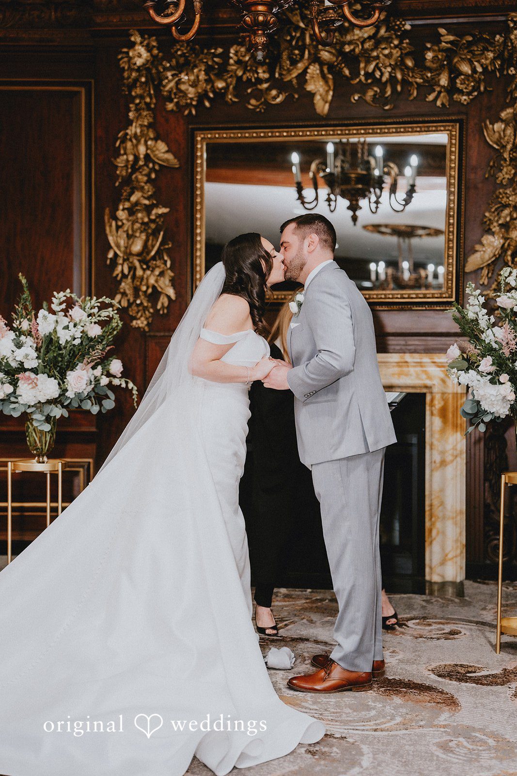 Brooklynn + Adam Romantic kiss of couple at wedding ceremony