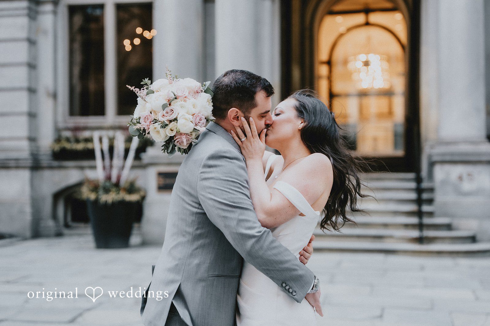 Brooklynn + Adam Romantic couple kiss moment at Omni Parker House