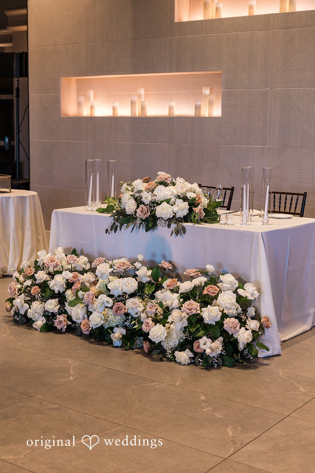 Charize Giann + Mark Shou Luxury wedding venue decor at Palm Event Center