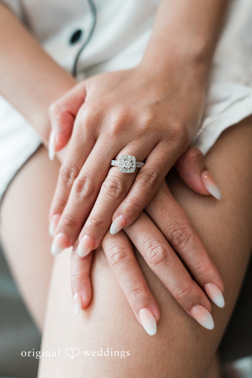 Charize Giann + Mark Shou Romantic close up detail shot of bride’s wedding ring