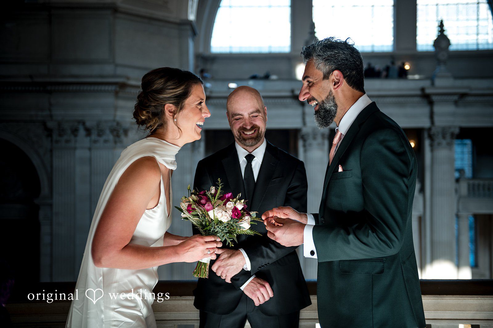 A joyful moment for the couple as they are about to exchange rings