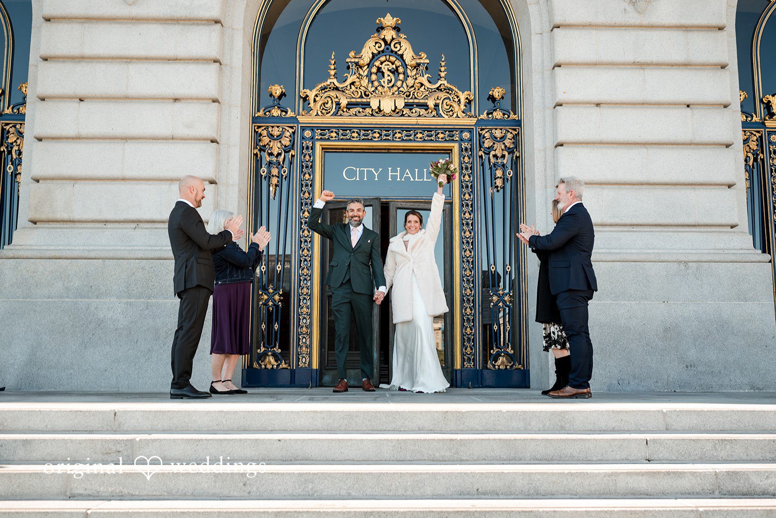 A joyful exit of the couple after their vows are exchanged