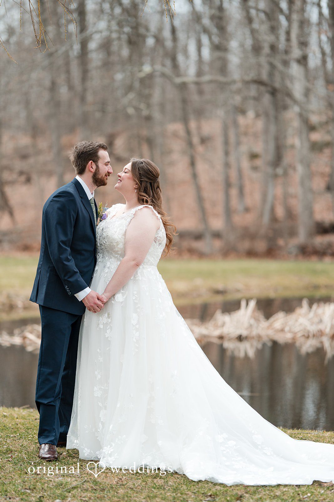 Romantic bride and groom portrait at Perona Farms