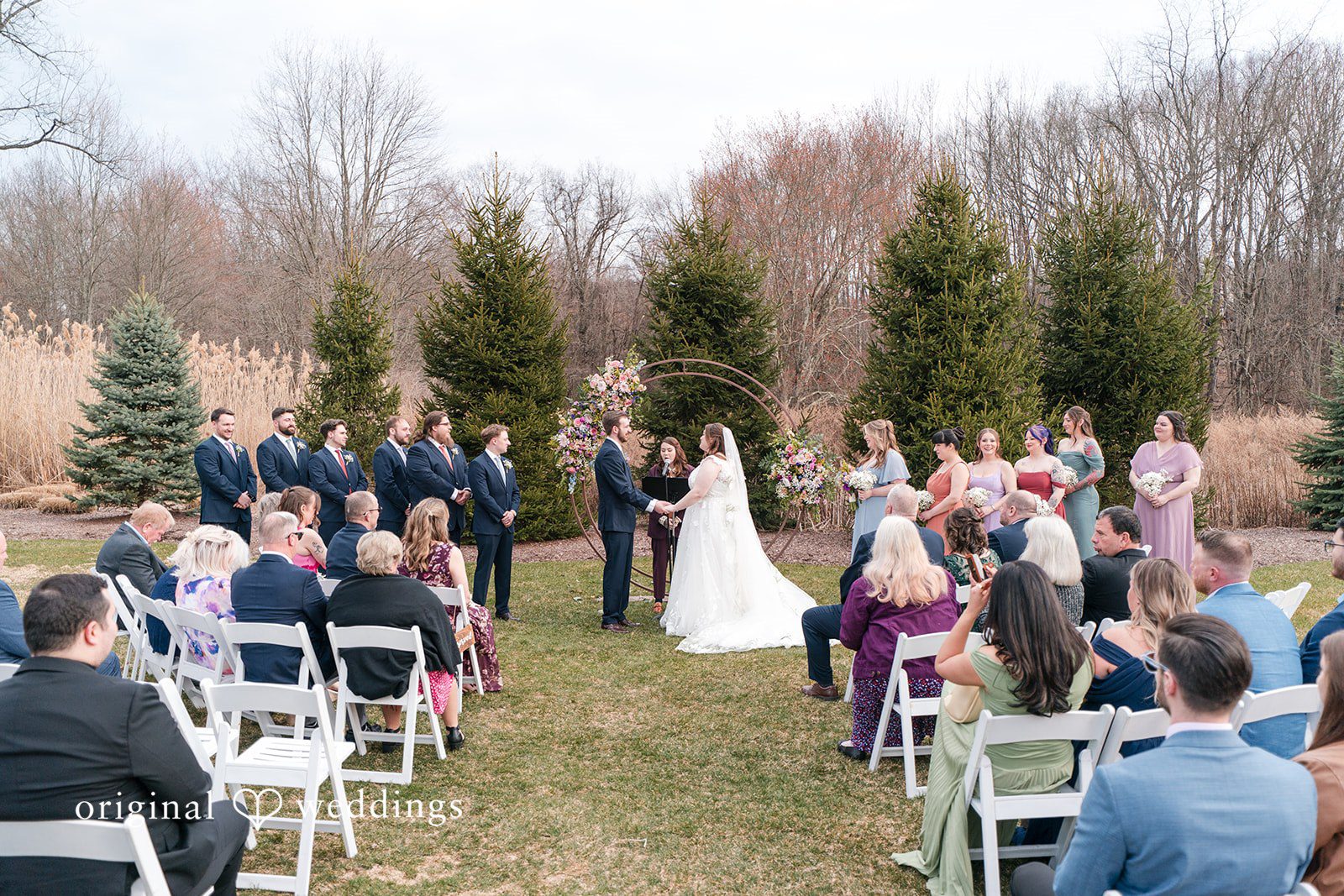 Outdoor wedding ceremony at Perona Farms