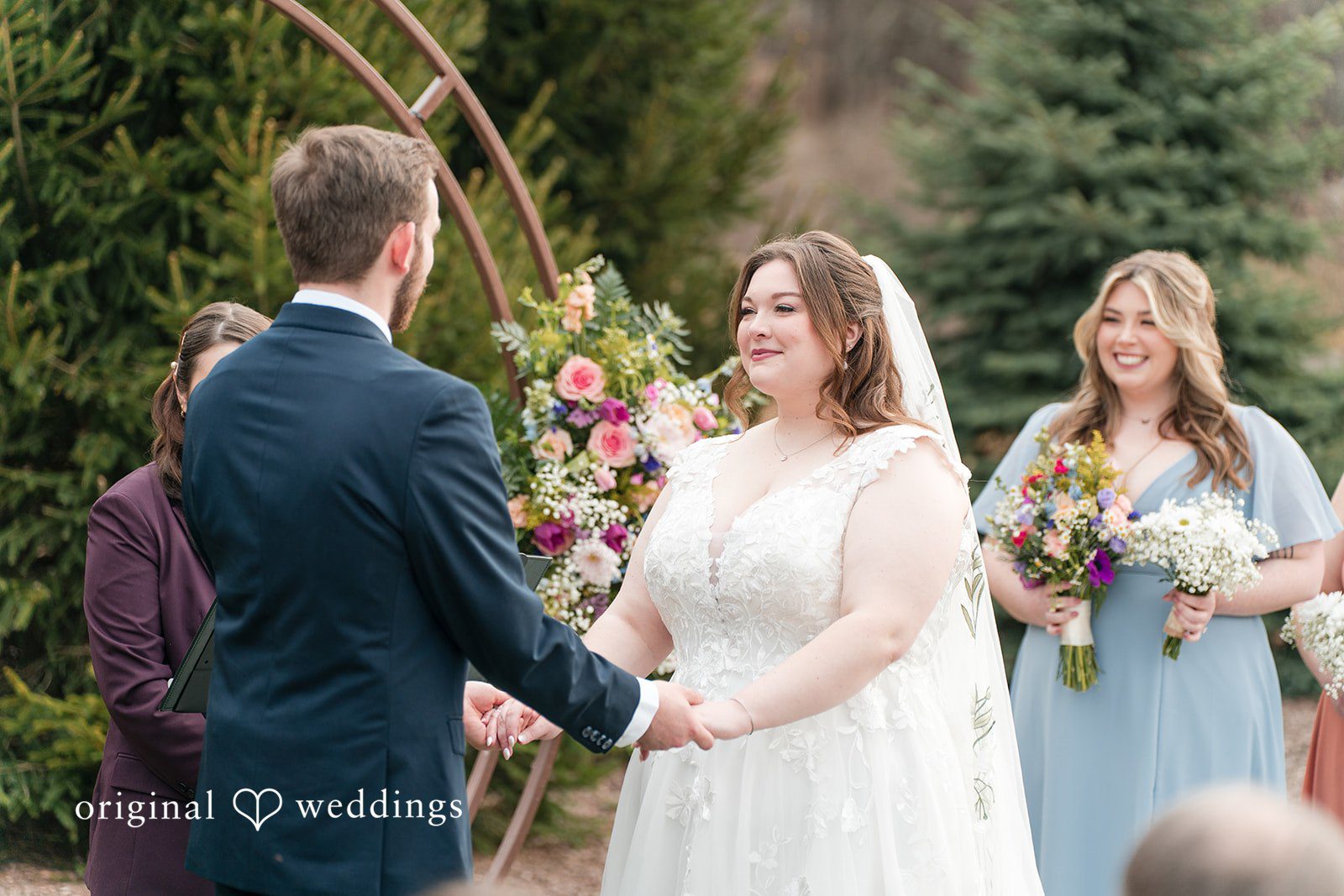 Romantic wedding ceremony moment at Perona Farms