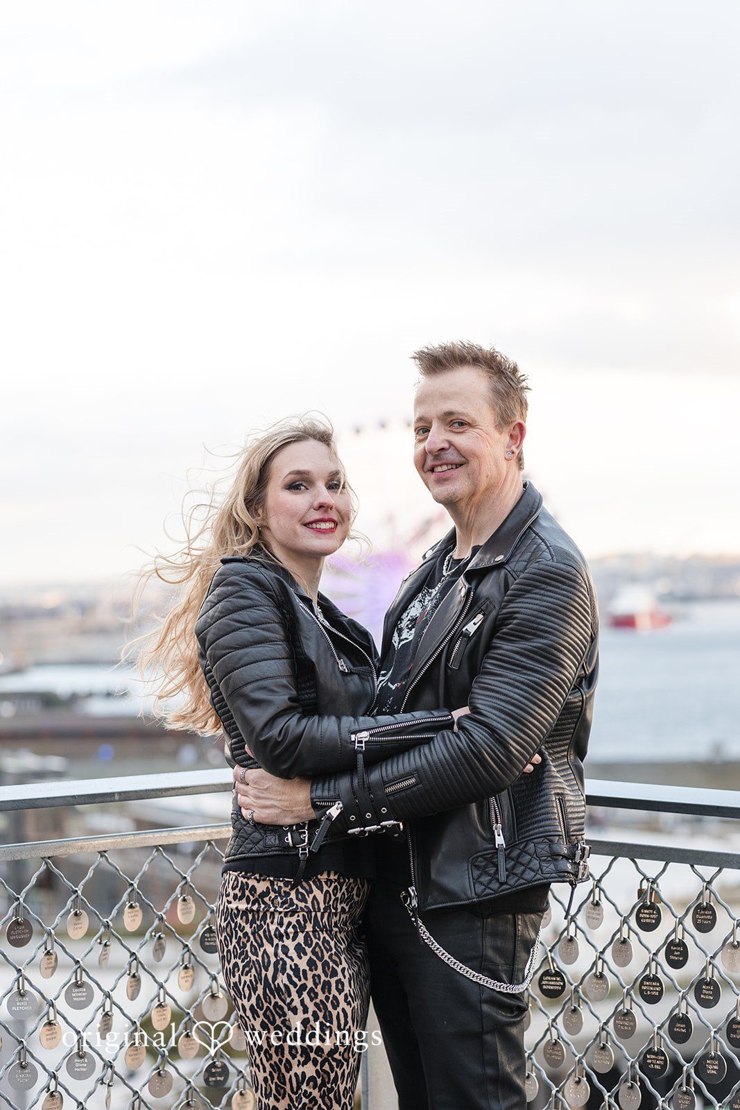 Elegant portrait of couple with smile at Pike Place Market