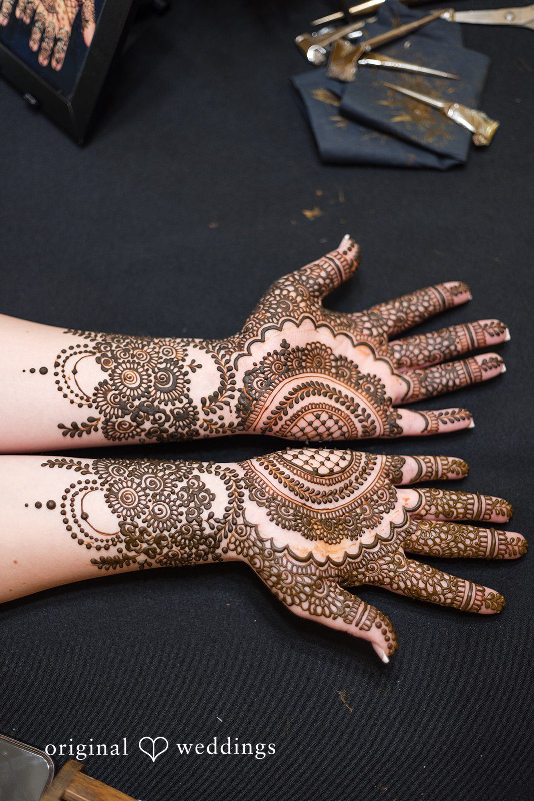 Taylor + Yash Detailed mehndi hand designs