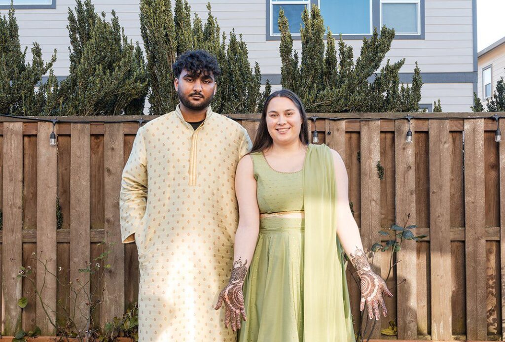 Portland Engagement Photographers at Private Home | Taylor & Yash 4 Couple engagement portrait captured by Portland Engagement Photographers from Original Weddings