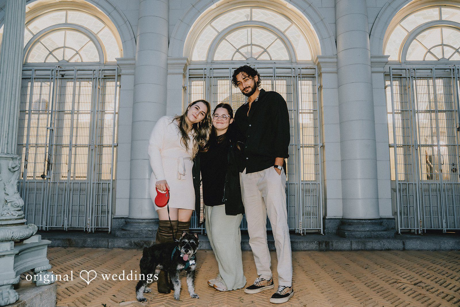 Lovely picture of couple with family and dog at Prospect Park