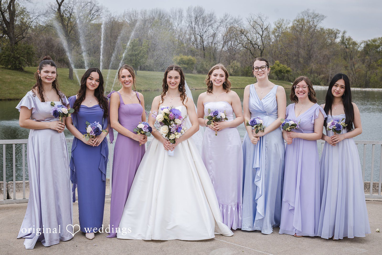 Samantha + Ryan Bride posing with bridesmaids before the ceremony