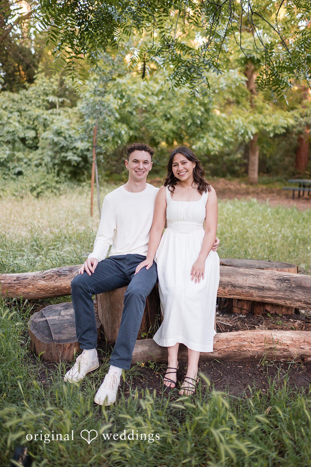 Gabriela + Jack A seated portrait of the couple at the Preserve