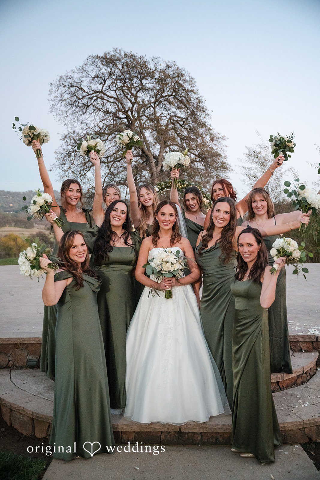 Romantic bridesmaids group photography at River Highlands Ranch
