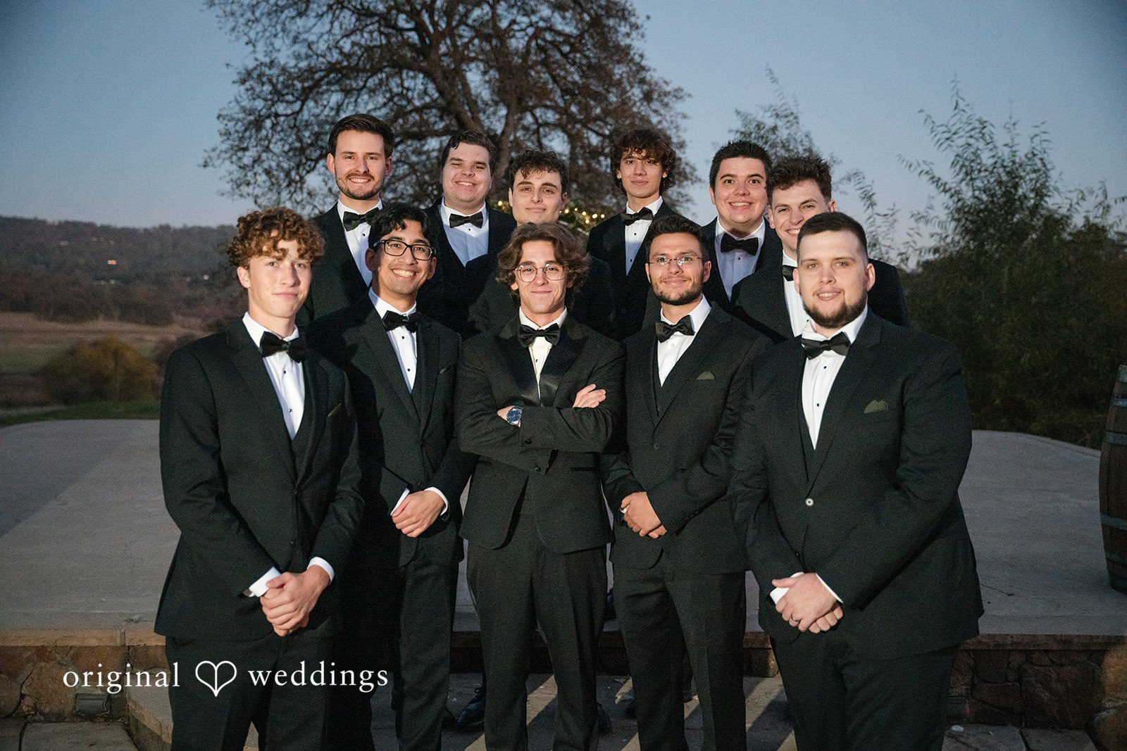 Beautiful groomsmen group shot at River Highlands Ranch
