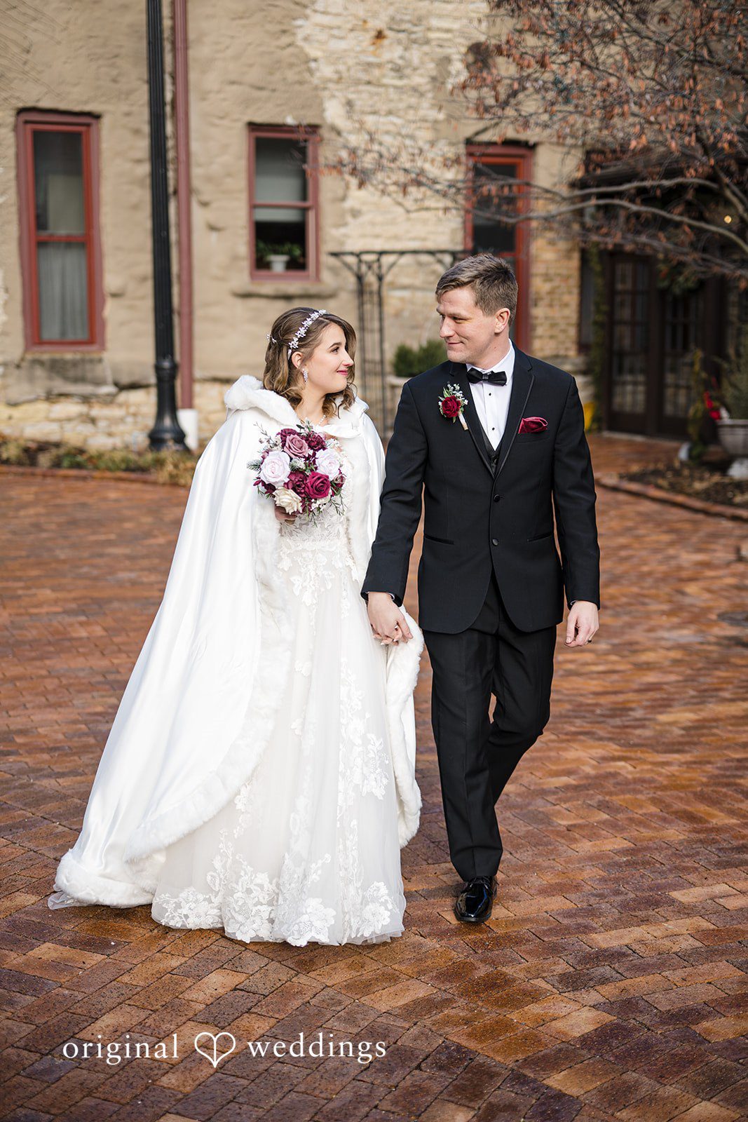 Couple walking together outside Riverside Receptions