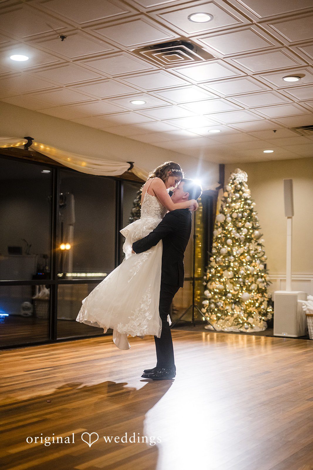 Romantic slow dance during the reception