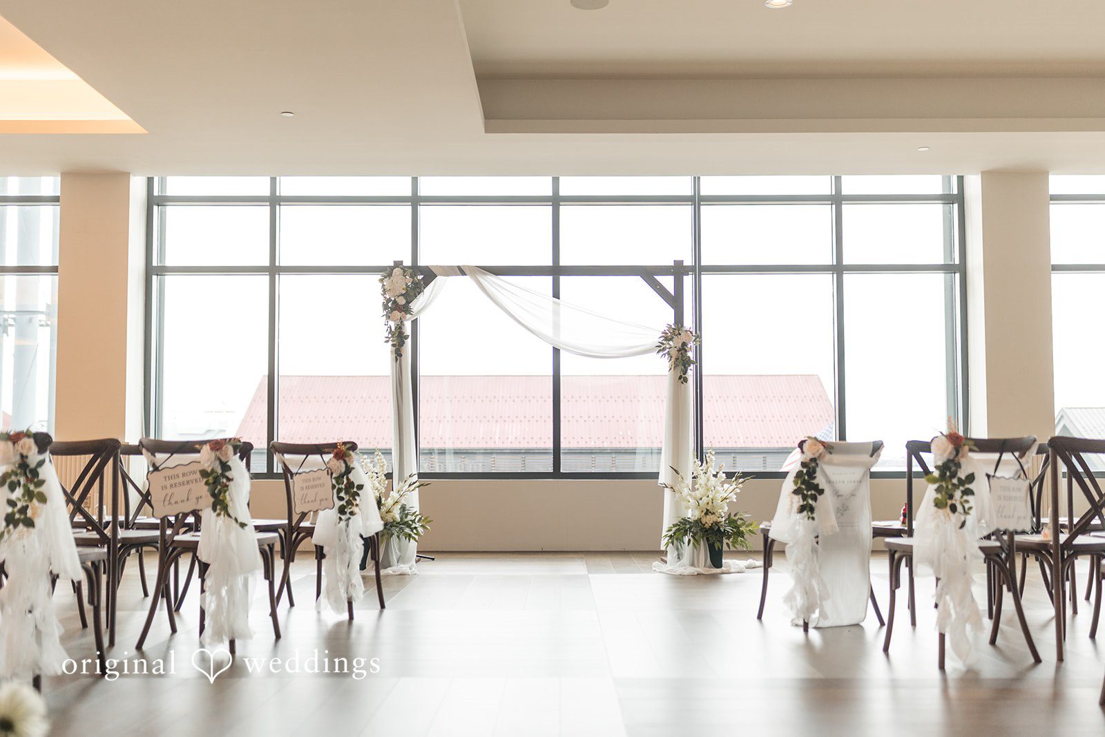 Romantic wedding setup inside Rye Street Tavern