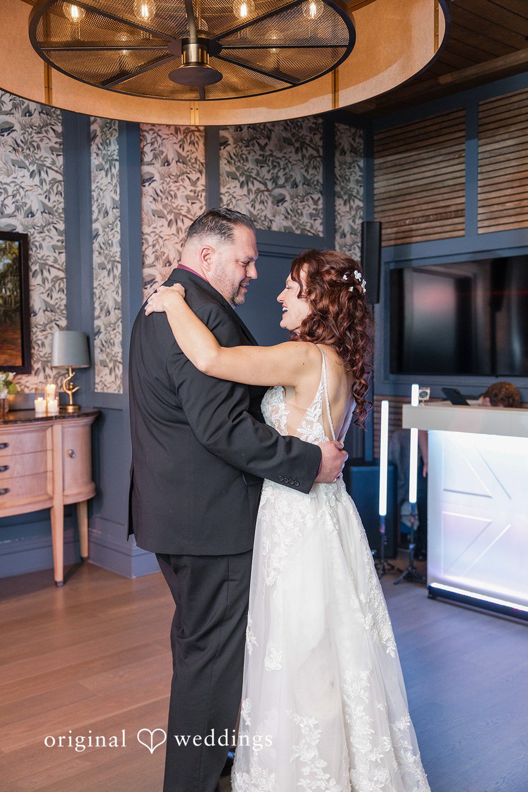 Joyful wedding reception dance moment