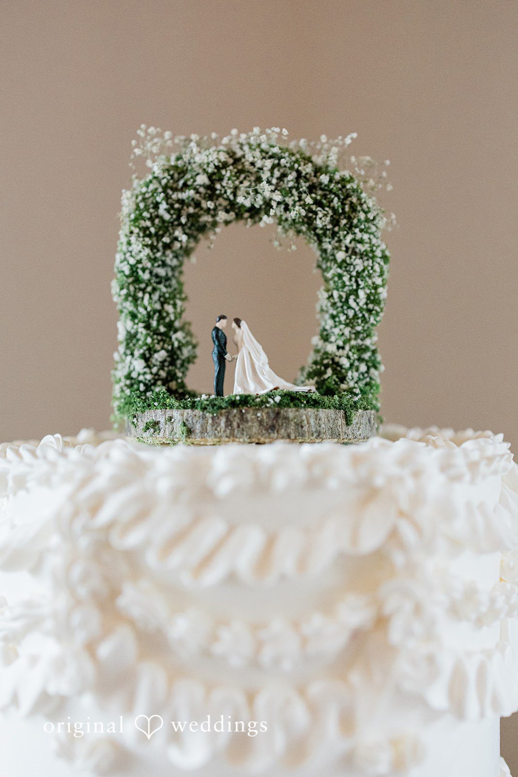 Gavin + Kayleigh A detail shot of the wedding cake
