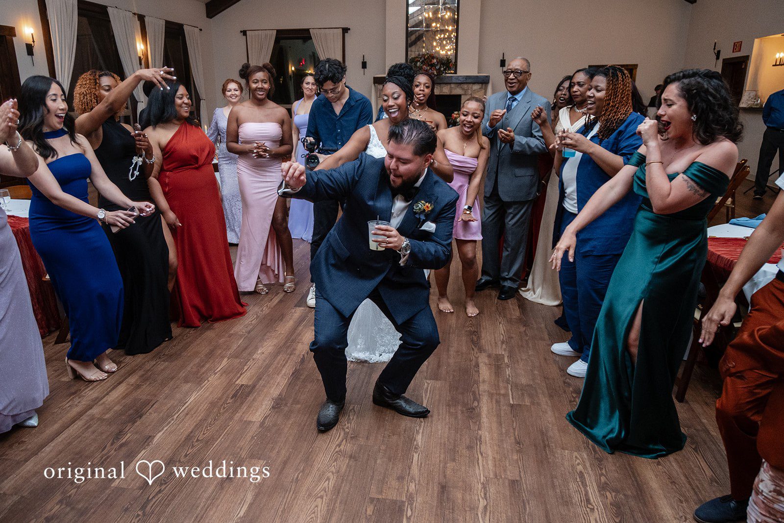 Groom expressing his joy at reception
