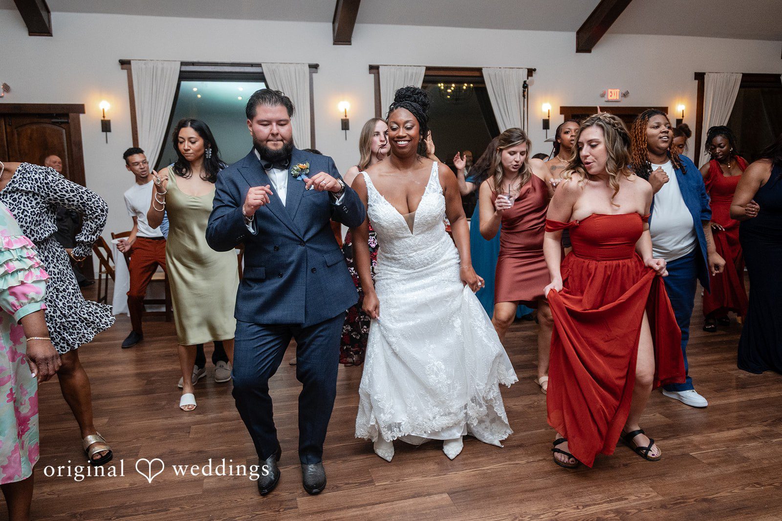 Fun moment of couple with guests