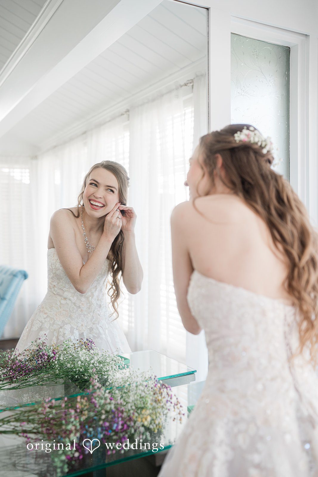 The bride gets ready in the bridal suite