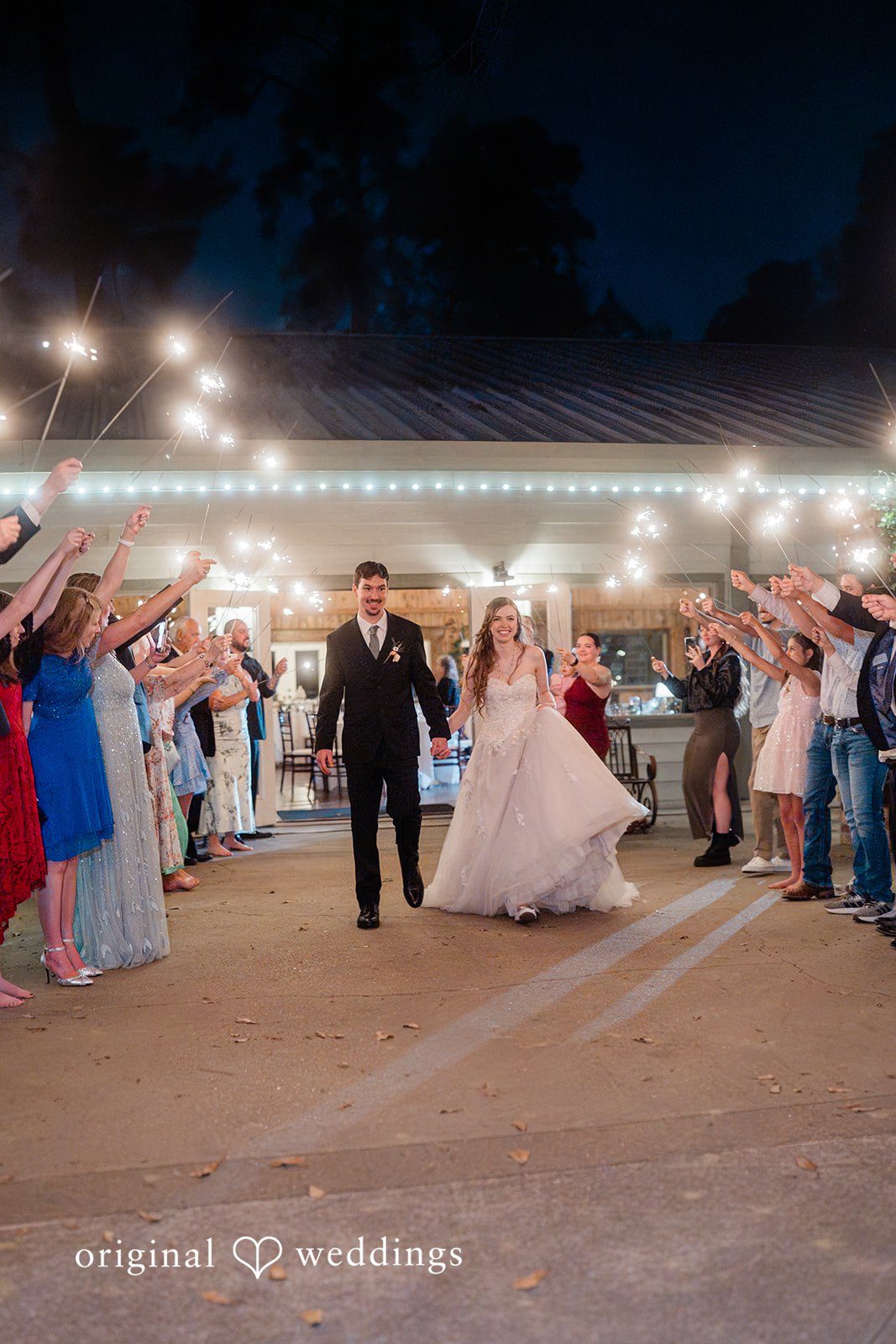 The couple makes a grand exit to seal the night