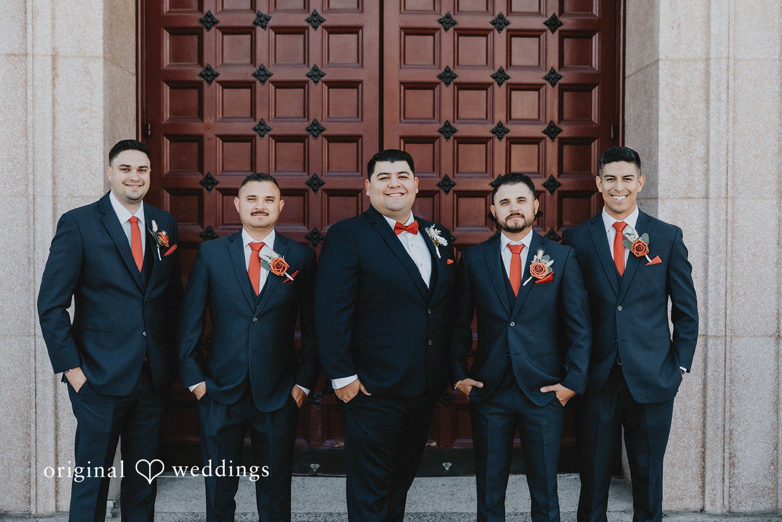 Group photo of groom with groomsmen at Sierra La Verne