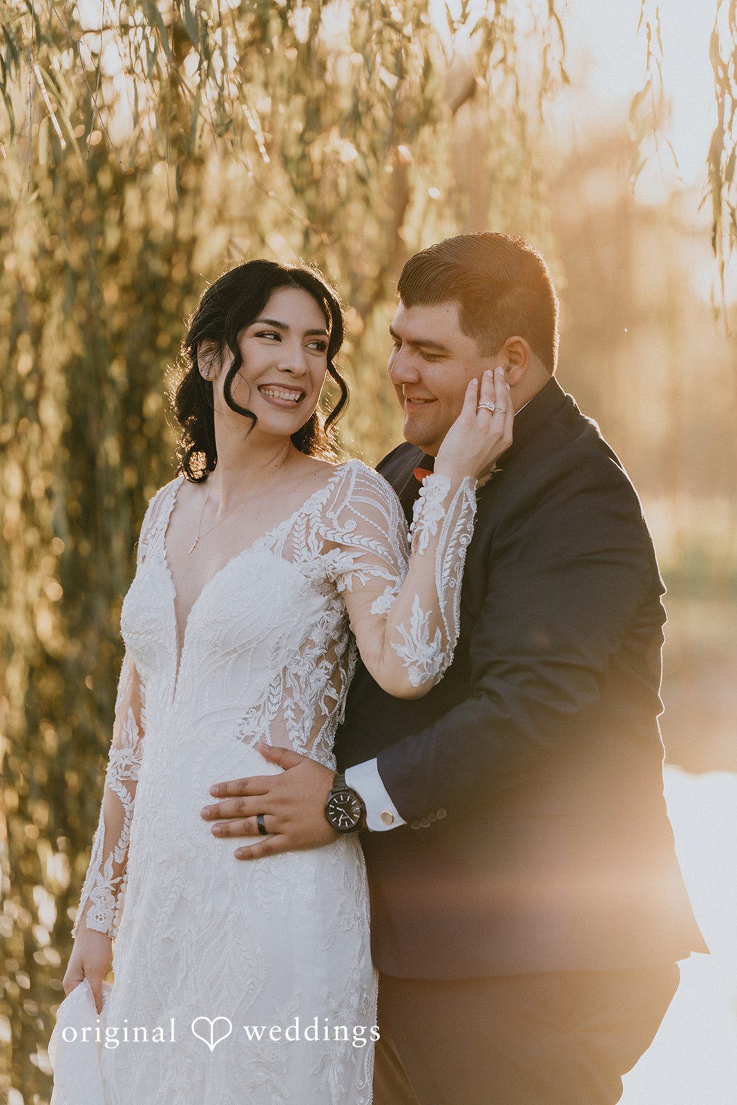 Romantic pose of couple at Sierra La Verne