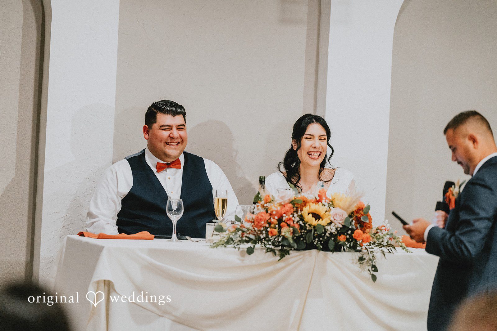 Fun moments of couple with guests