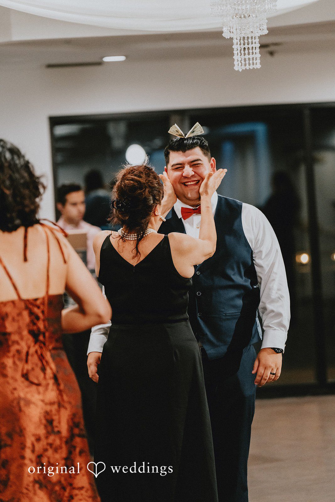 Fun moment of groom with guests