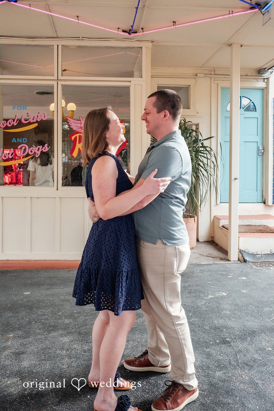 Eric + Kimberly Romantic engagement portrait of the couple smiling together