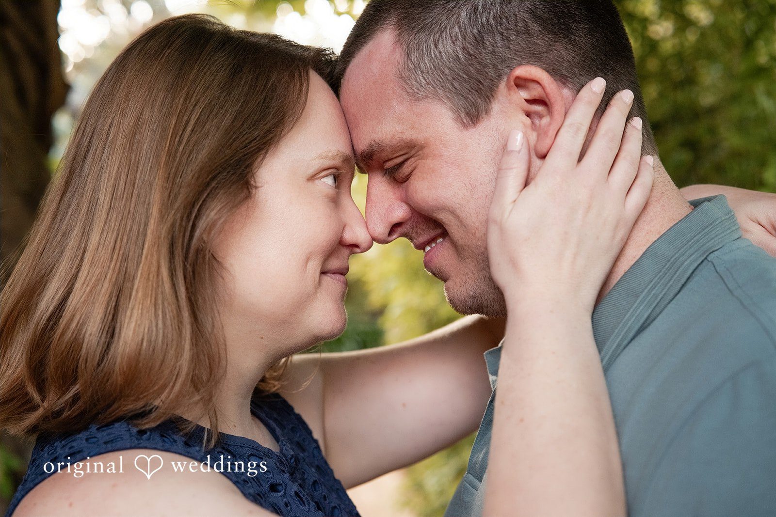 Eric + Kimberly Engaged couple touching foreheads during their romantic South Congress engagement session