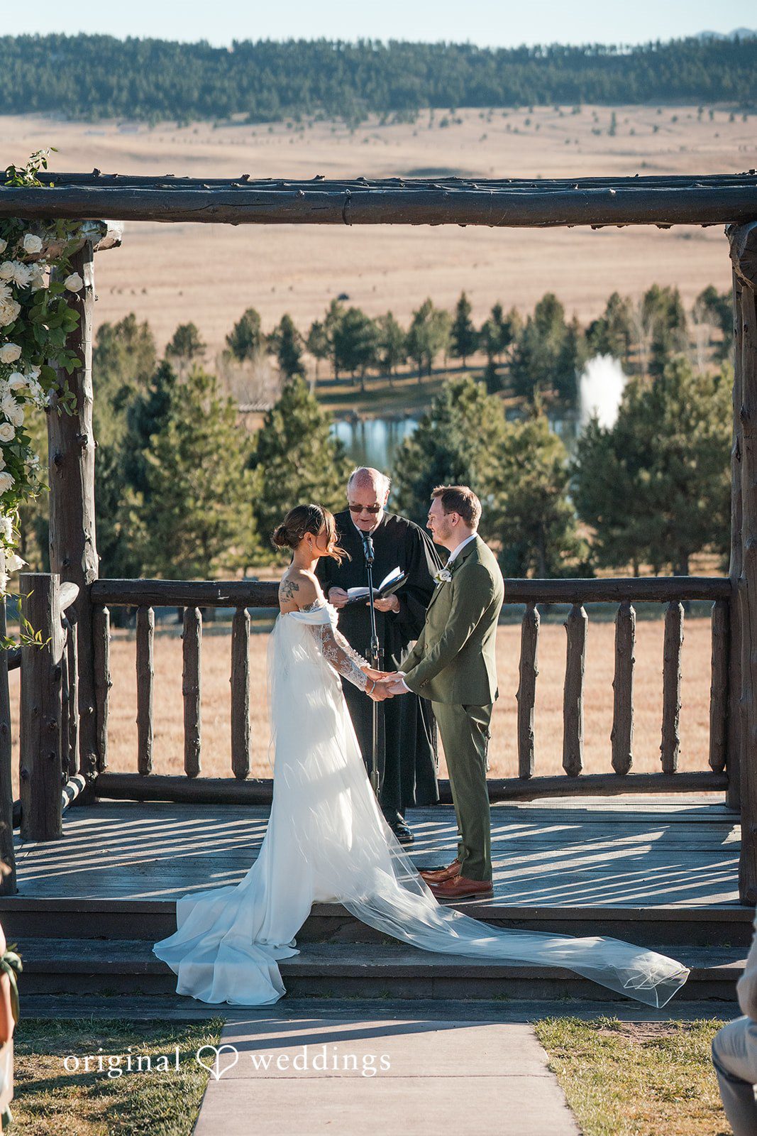 Bride and groom sharing vows during the ceremony
