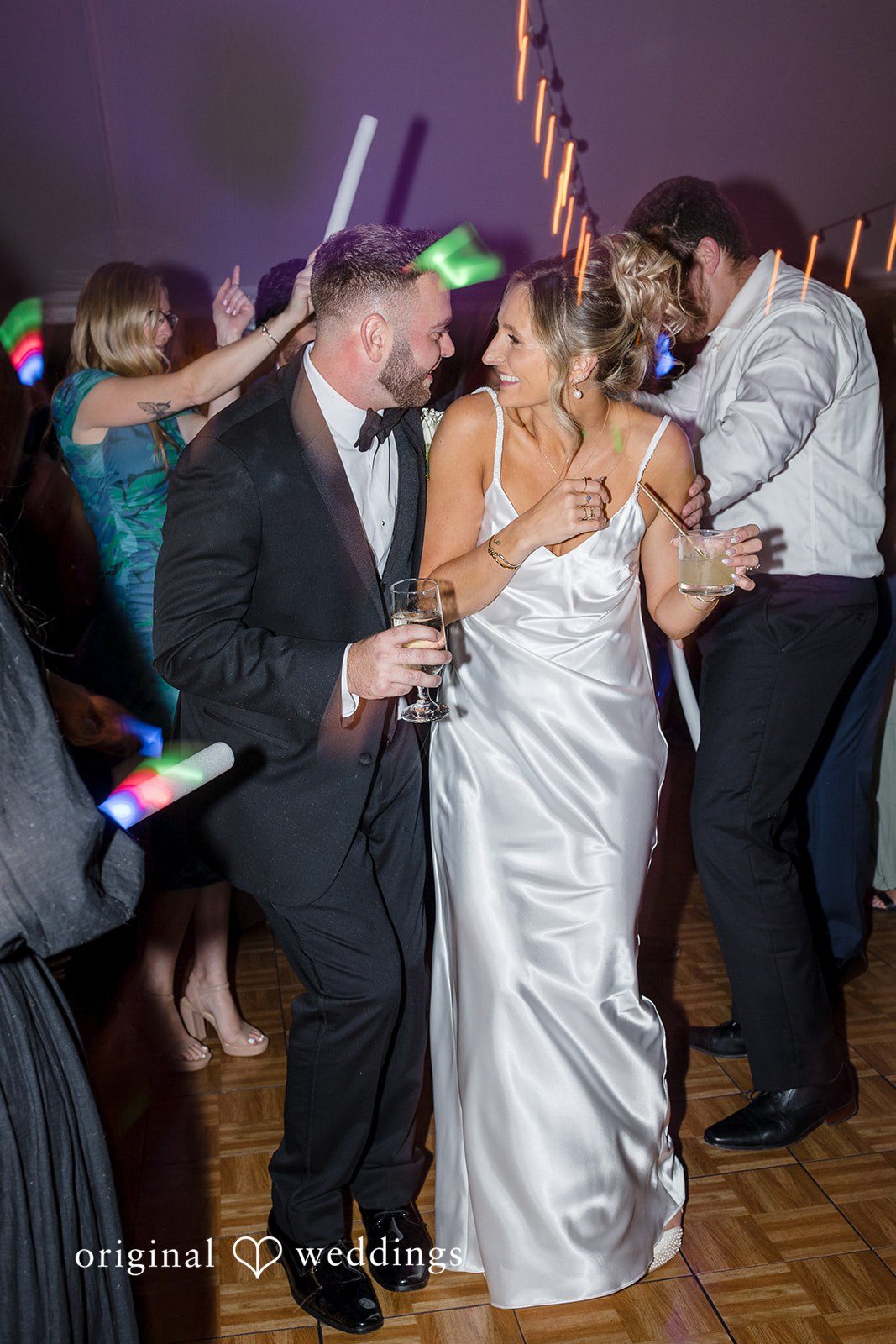Laura + Nicholas Bride and groom dancing together at Stevens Estate at Osgood Hill