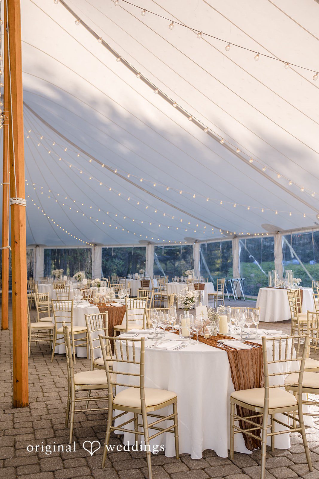 Laura + Nicholas Elegant wedding catering setup with luxury decor at Stevens Estate at Osgood Hill