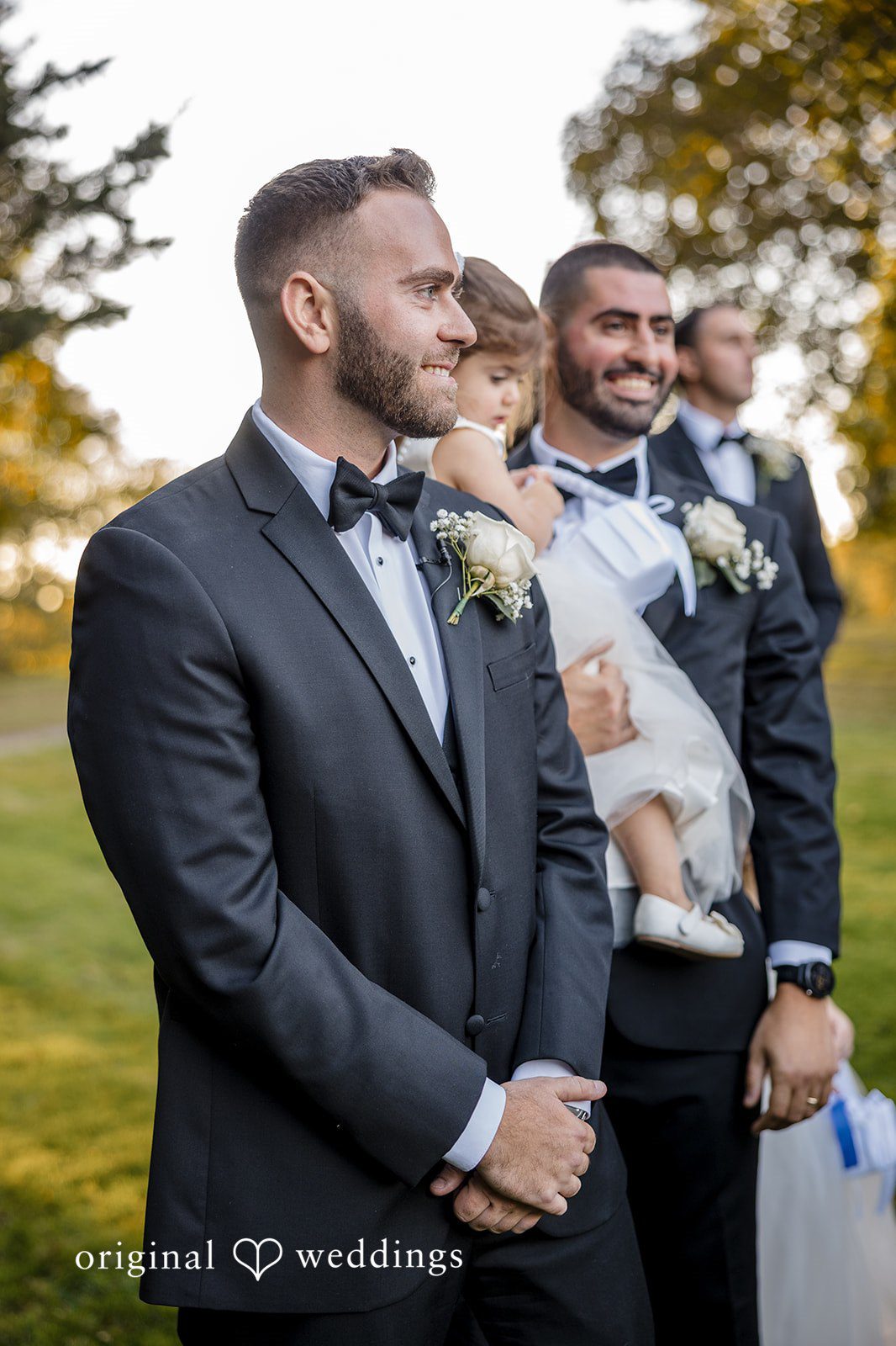 Laura + Nicholas Emotional groom portrait before ceremony at Stevens Estate at Osgood Hill