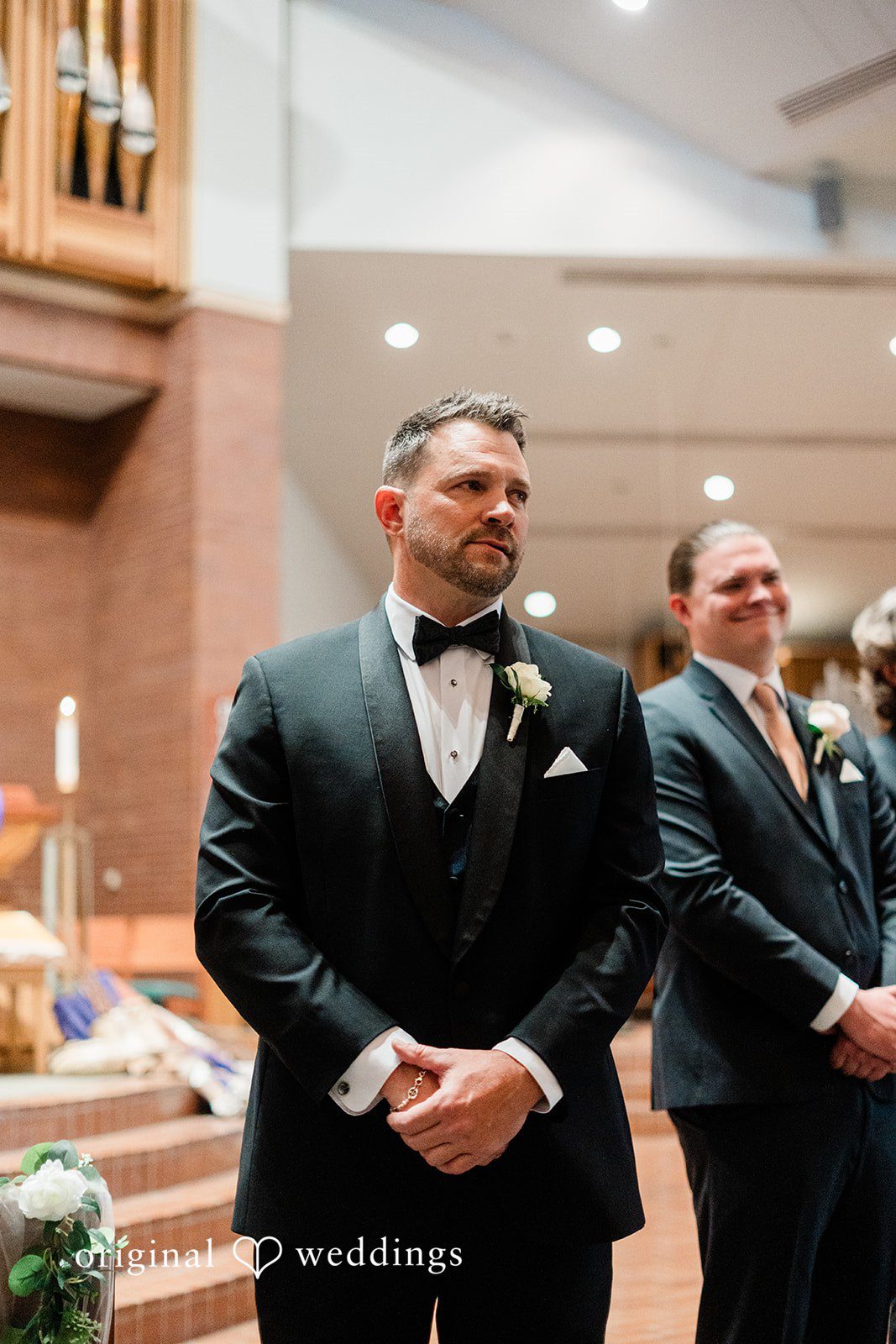The groom anticipates the bride
