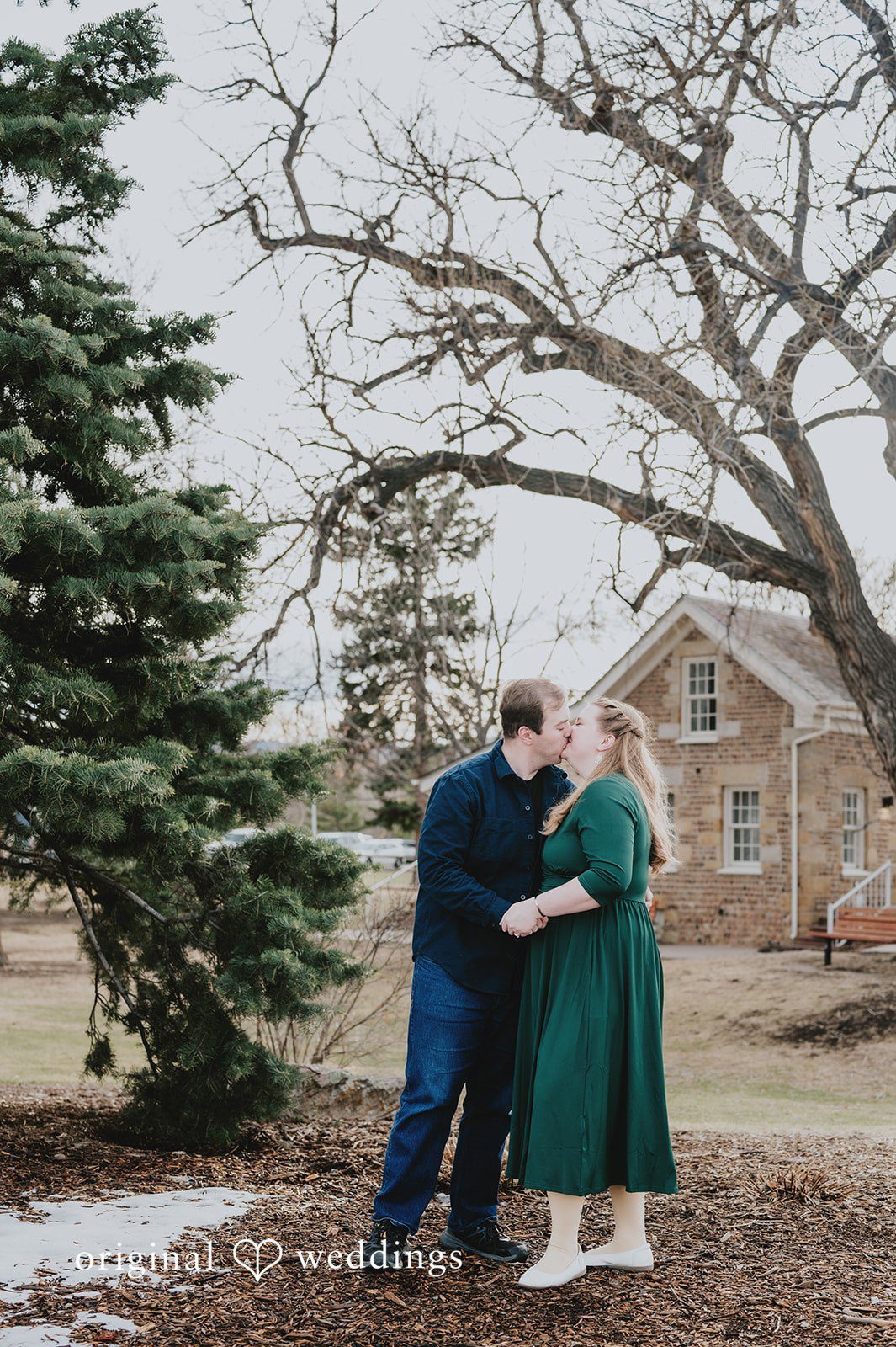 Romantic kiss moment of couple at Stone House