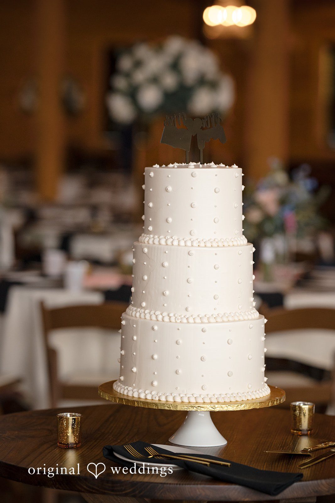 Katrena + Ryan Elegant wedding cake with simple floral details