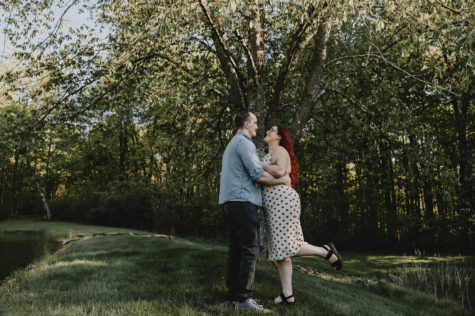 Our Cleveland engagement photographers captured a romantic portrait of the couple in the garden at Sun Valley