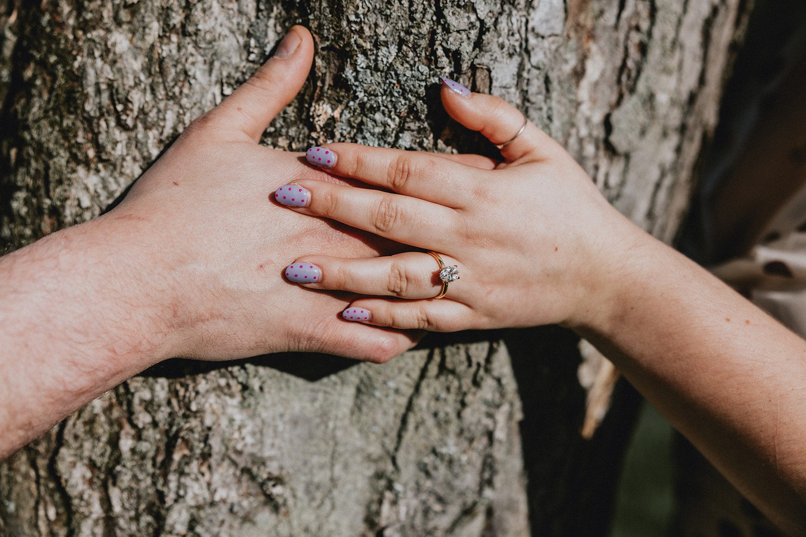 A close-up shot of the couple