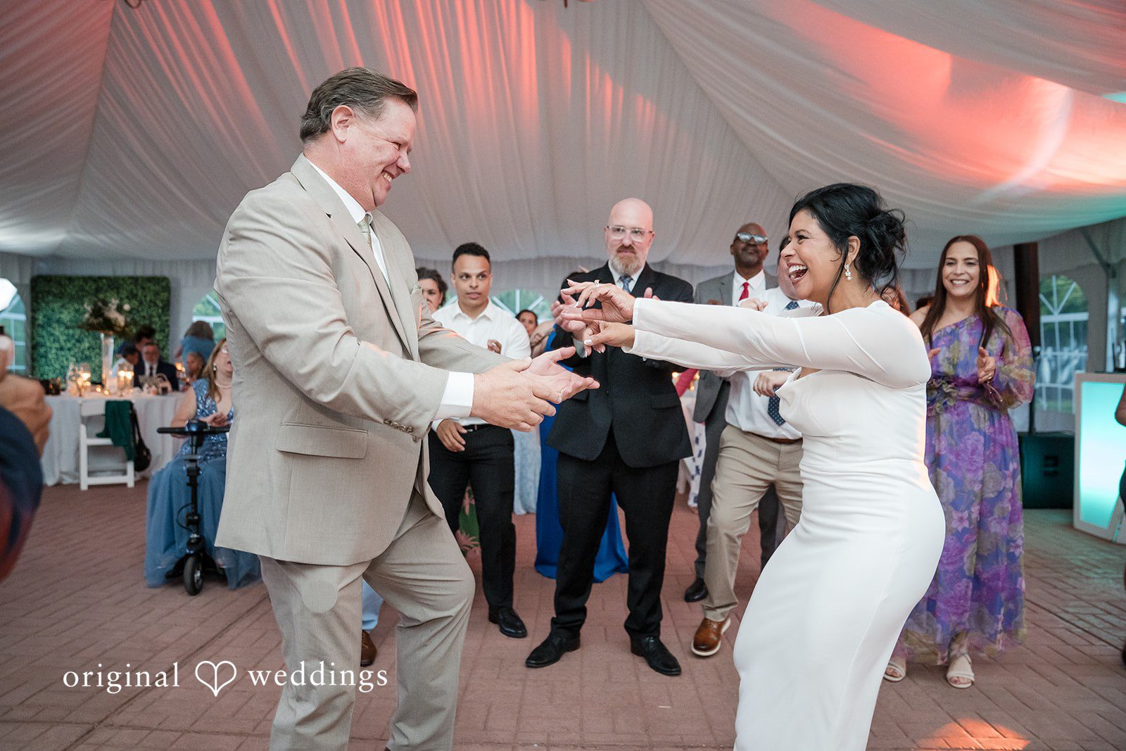 Elegant bride and groom dance moment at Swan Harbor Farm