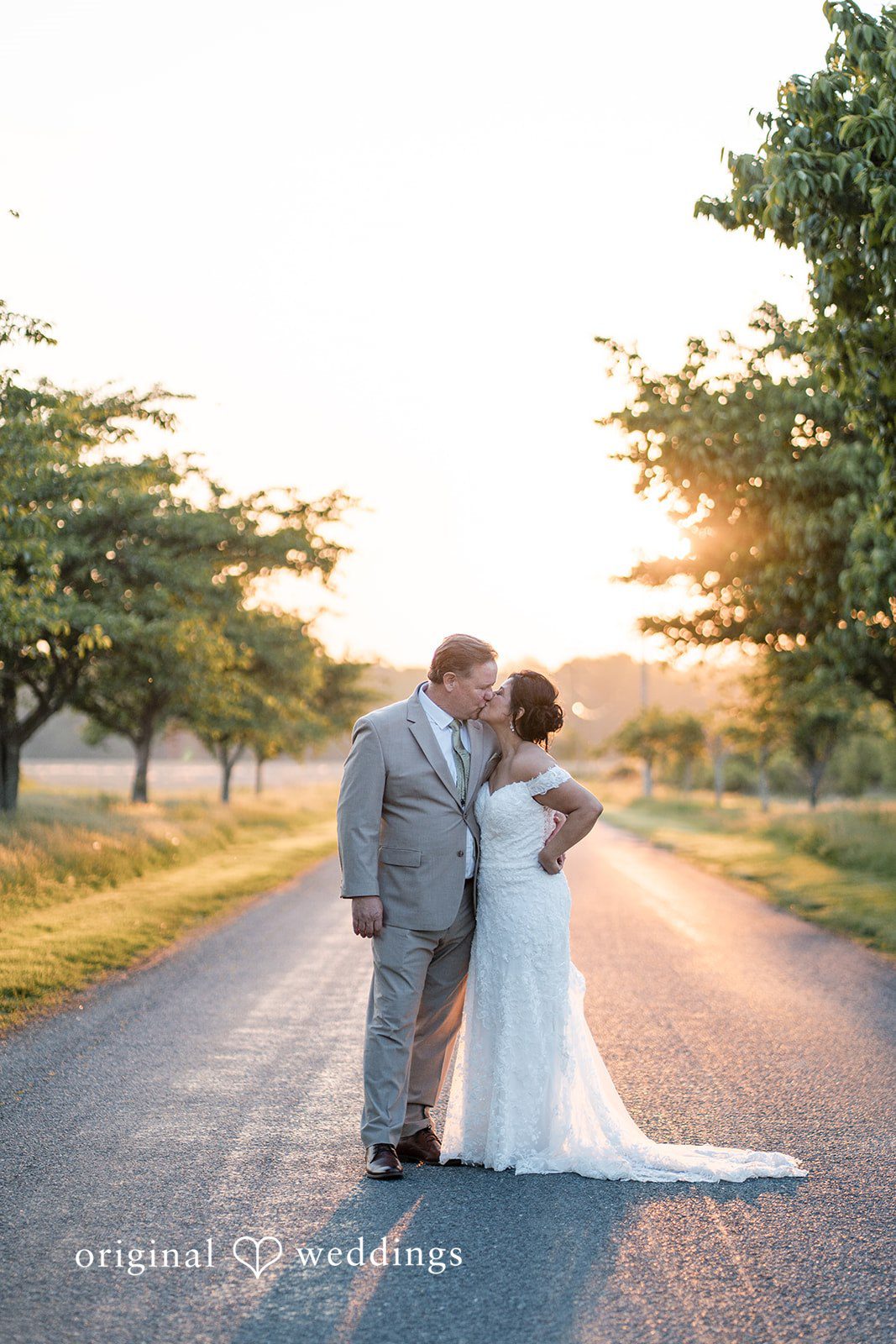 Romantic wedding kiss portrait at Swan Harbor Farm