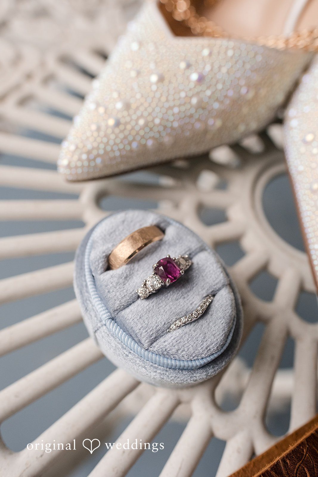 Dana + Daniel Wedding rings detail shot with elegant styling